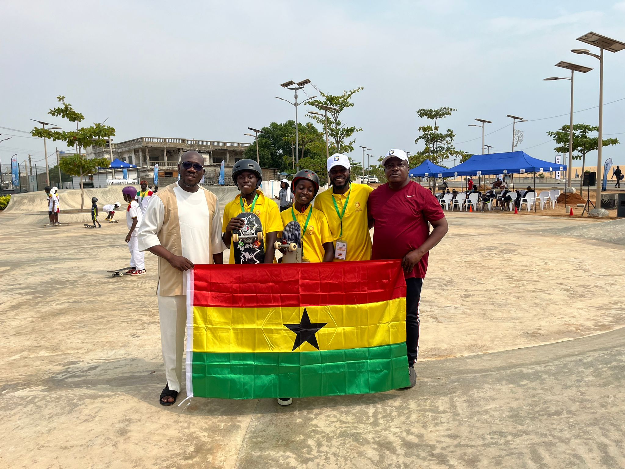 Ghana Skate athletes at the International Francophonie Skate Youth Championship, Cotonou